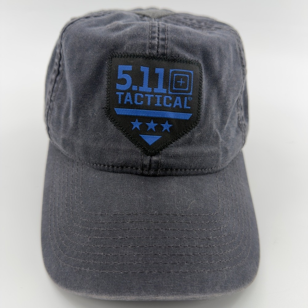 5.11 Tactical Mens Gray Blue Logo Patch Adjustable Baseball Hat Cap One Size